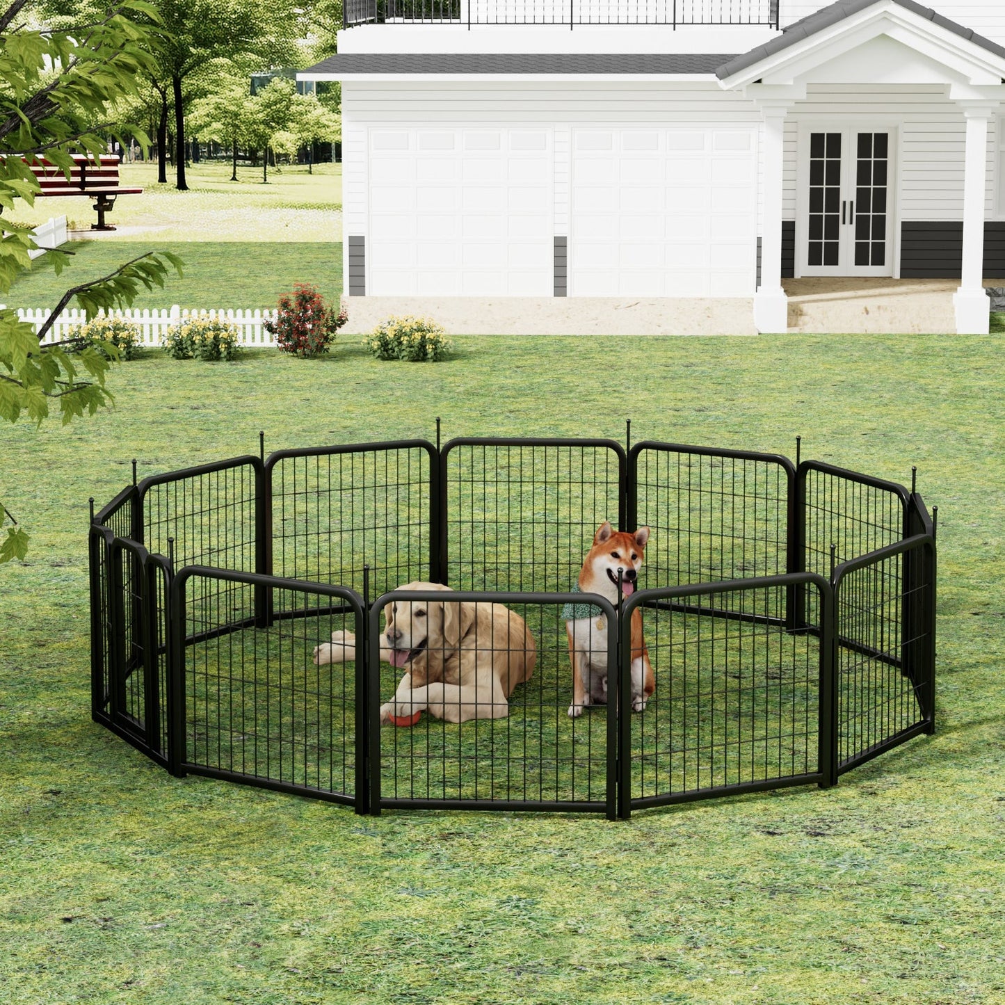 Parque para perros portátil de 12 piezas - Cerca interior/exterior de 24"