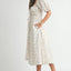 Floral Drawstring Detail Puff Sleeve Midi Dress