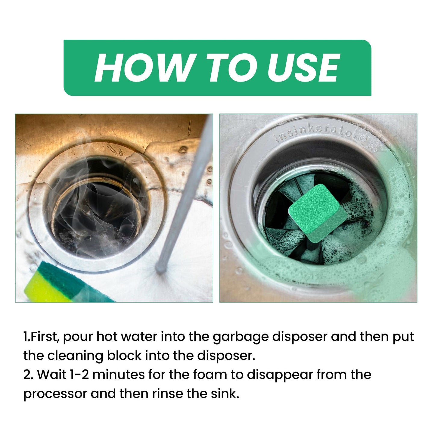 Garbage Disposal Cleaning Block, Kitchen Food Waste Disposal Agent Pipeline Cleaning Block - Korvel