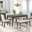 TOPMAX 6-Piece Dining Table Set with Upholstered Dining Chairs and Bench Farmhouse Style Tapered Legs Dark Gray+Beige - Korvel