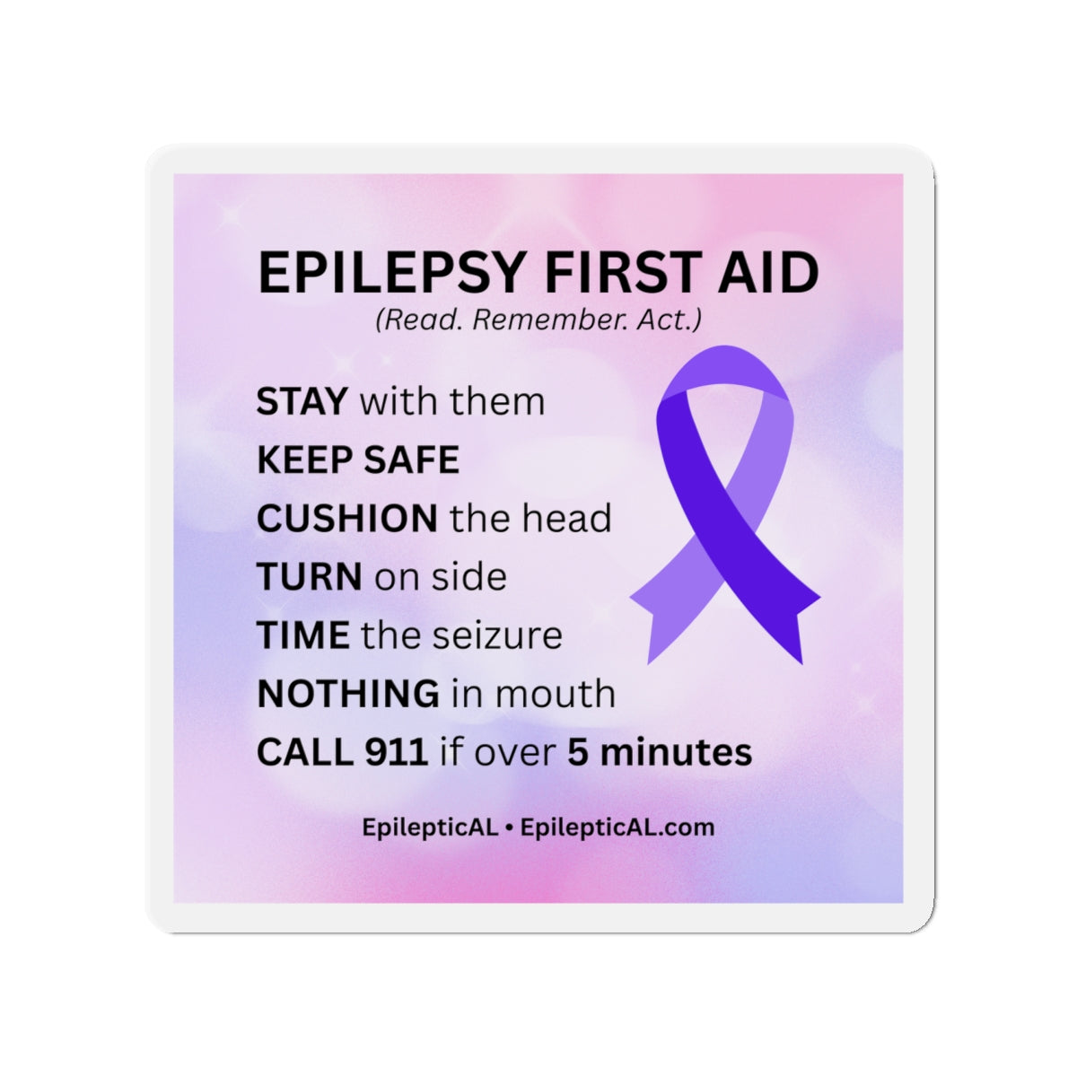 Imán de Primeros Auxilios para Epilepsia | Lee. Recuerda. Actúa.