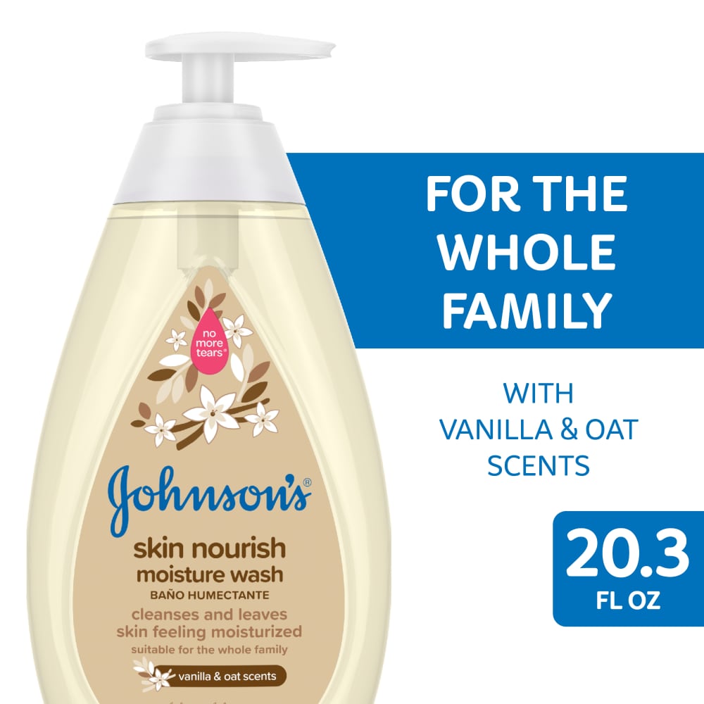 Gel Douche Hydratant Johnson's Baby, Nourrissant pour la Peau, Parfums de Vanille et d'Avoine