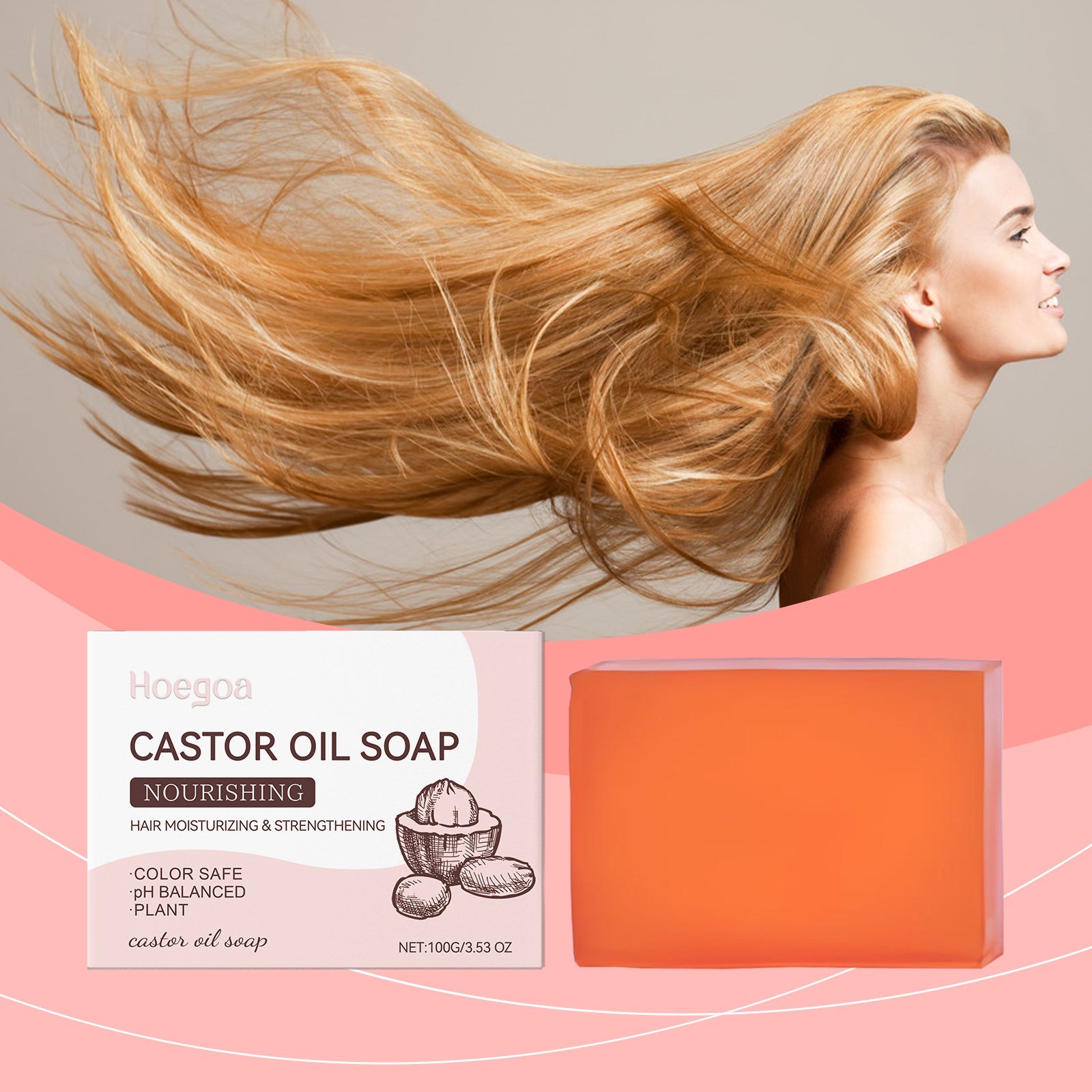 Castor Oil Shampoo Soap Gently Cleanses Scalp Naturally Fluffy, Soft, Moist And Moisturizing Shampoo - Korvel