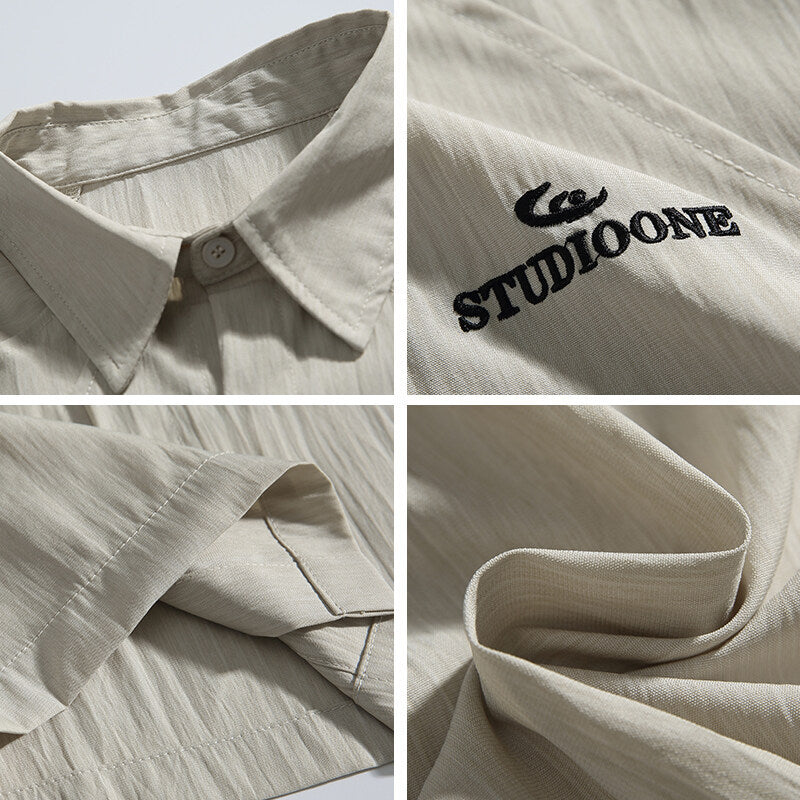 Pocket embroidery workwear short sleeved shirt men's and women's loose half sleeved shirt - Korvel