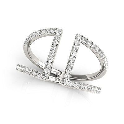 Anillo de Diamantes de Doble Banda en Oro Blanco de 14k