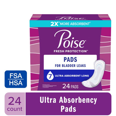 Serviettes longues Poise pour incontinence et postpartum - 7 gouttes ultra