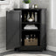 Black Bathroom Cabinet Triangle Corner Storage Cabinet with Adjustable Shelf Modern Style MDF Board - Korvel