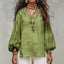 Retro Solid-Color Loose-Fit Casual Half-Collar Long Sleeve Shirt