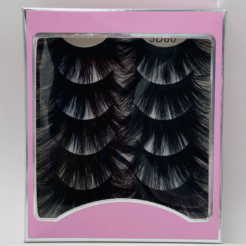 5D 25mm 5 Pairs Mink Eyelashes Multi-Layer Lengthening Thick Thickened False Eyelashes - Korvel