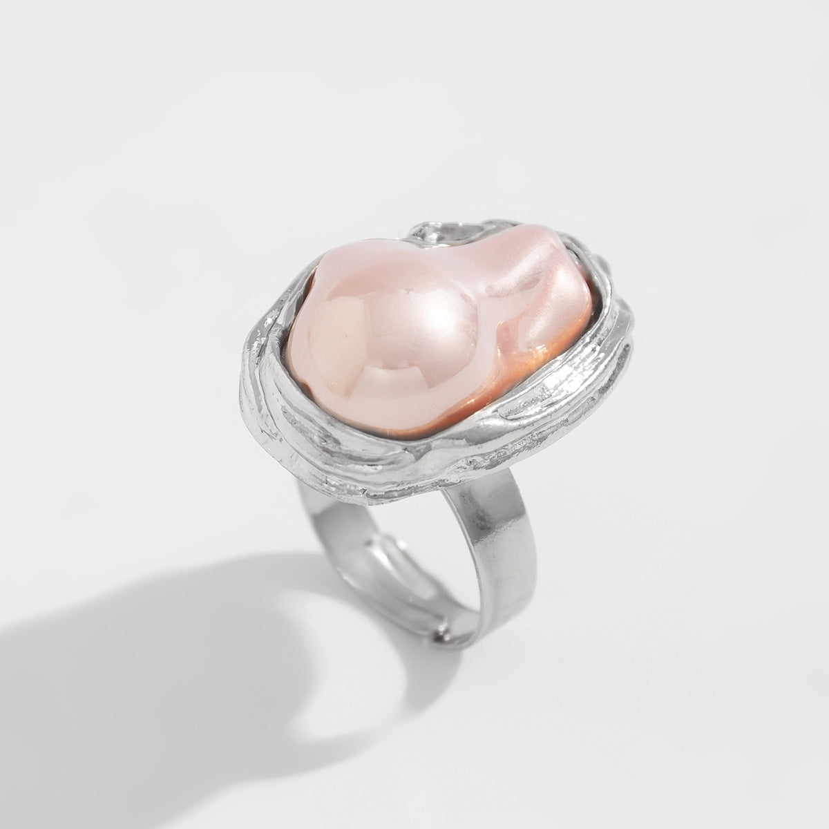 Baroque Irregular Pearl Inlaid Alloy Rings