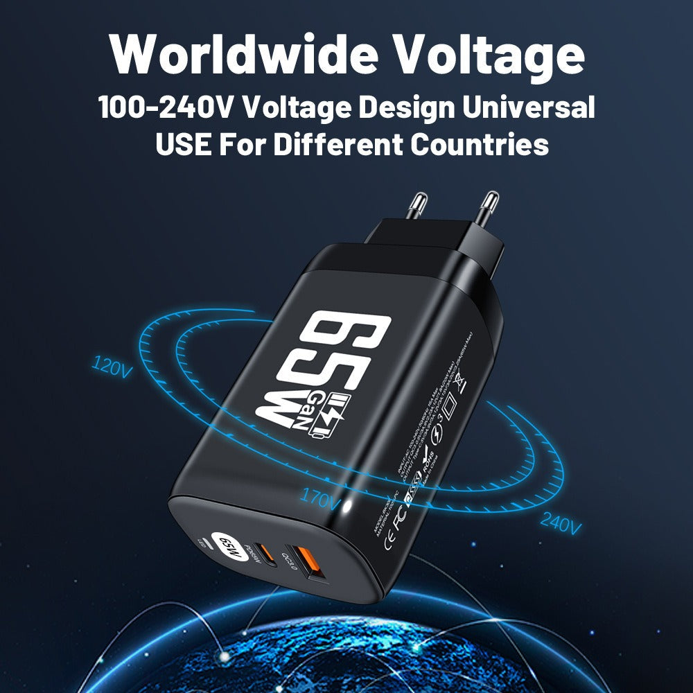 Computer laptop adapter GaN GaN PD65W fast charging head QC3.0 charger - Korvel