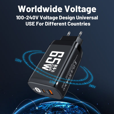 Computer laptop adapter GaN GaN PD65W fast charging head QC3.0 charger - Korvel
