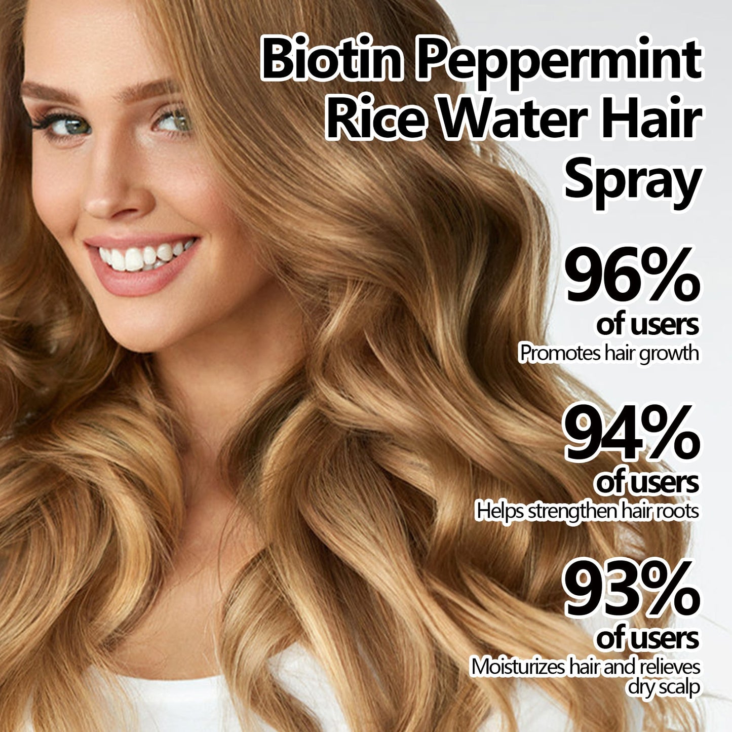 Biotin Peppermint Rice Water Hair Spray, Repair Dry Hair Soft Hair Thick Hair Flexible And Nourishing Hair - Korvel