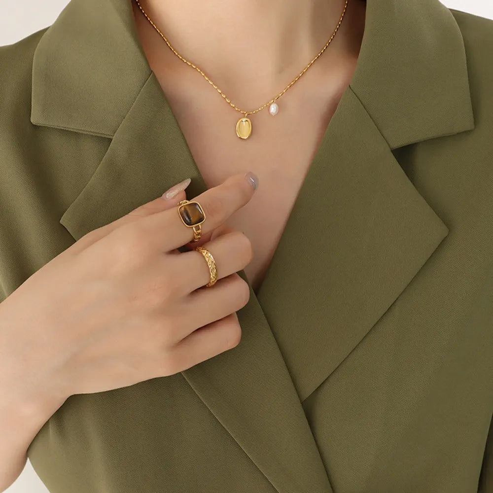 Elliptical Titanium Steel Necklace for Women