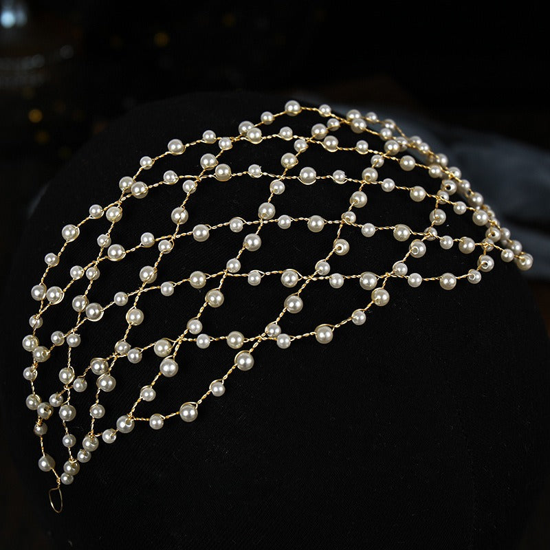 Mesh minimalist pearl hollow headwear - Korvel
