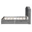 Full Size Wood Platform Bed with Storage Headboard - Gray