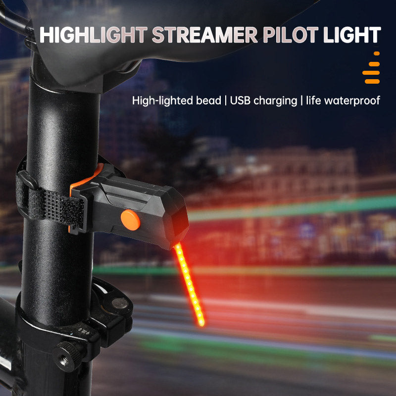 LED Bike Tail Light 6 Colors USB Charging Mountain Road Bike Light Portable Riding Equipment Running Water Light - Korvel