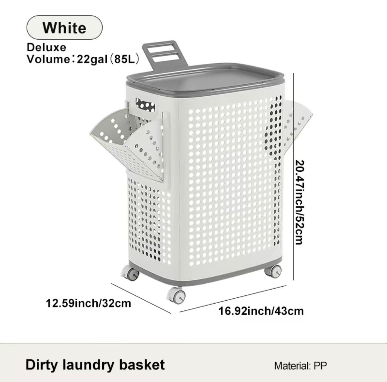 RollEase Modern Laundry Hamper with Wheels