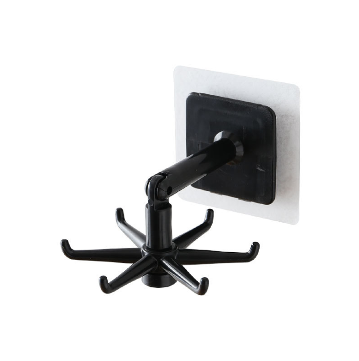 360 Degrees Rotated Kitchen Hooks Self Adhesive 6 Hooks Home Wall Door Hook Handbag Clothes Ties Bag Hanger Hanging Rack - Korvel