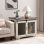 Farm kennel Flat noodles furniture with sliding barn door, farm wooden kennel end table, dog house with removable partition - Korvel