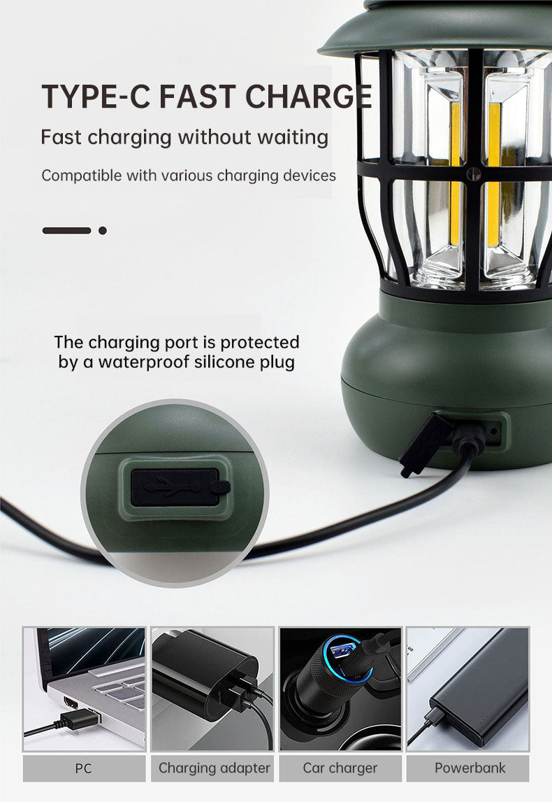 Vintage USB Camping Light for Outdoor Ambience