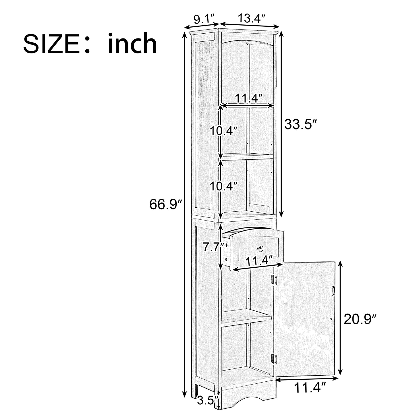 Armoire de Salle de Bain Élégante et Haute avec Étagère Réglable - Noir