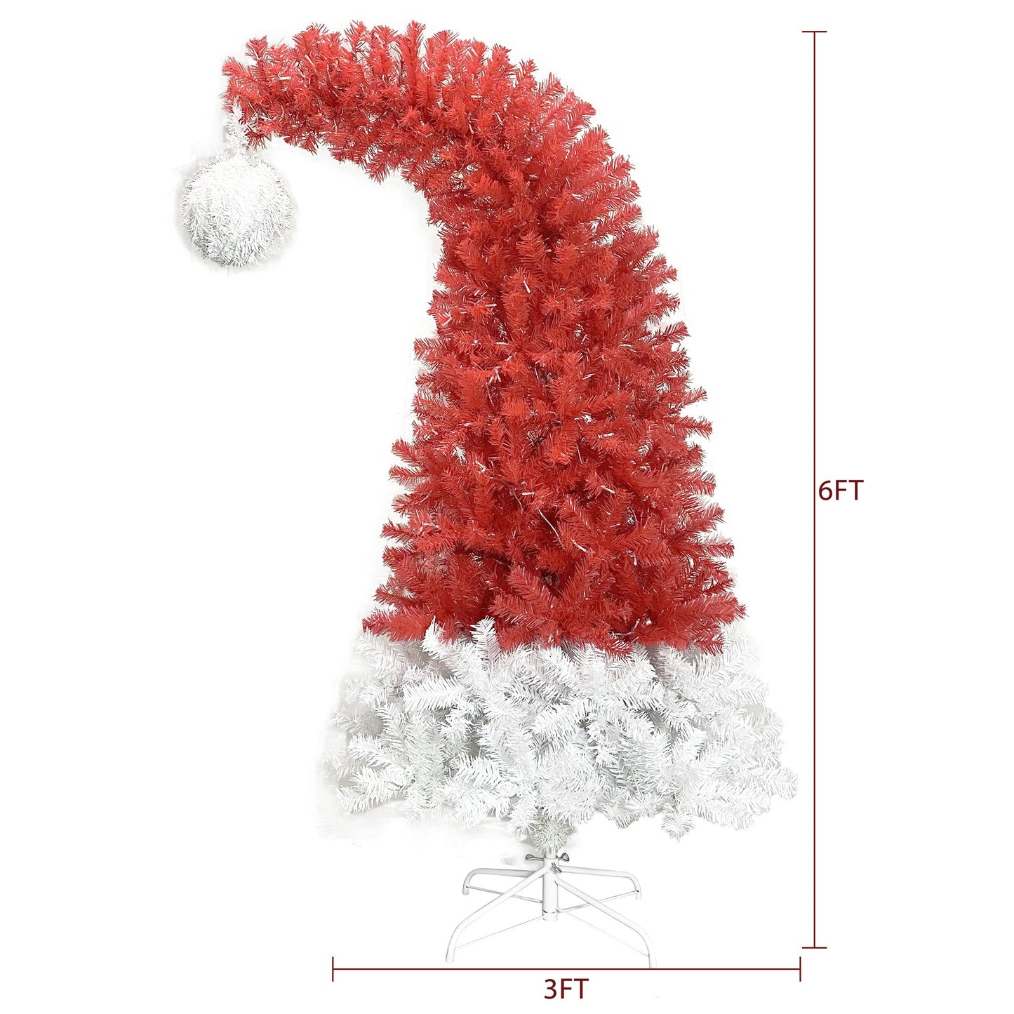 6FT Curved Top Artificial Fir Christmas Tree with LED Lights