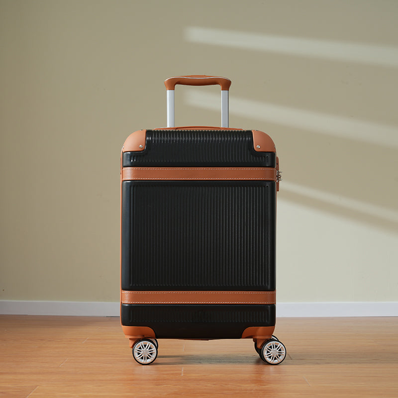 Hardshell Luggage Sets 3 Piece double spinner 8 wheels Suitcase with TSA Lock Lightweight 20''24''28'' Black + ABS - Korvel