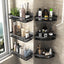 Minimalist bathroom black aluminum alloy triangular rectangular non perforated bathroom storage corner shelf - Korvel