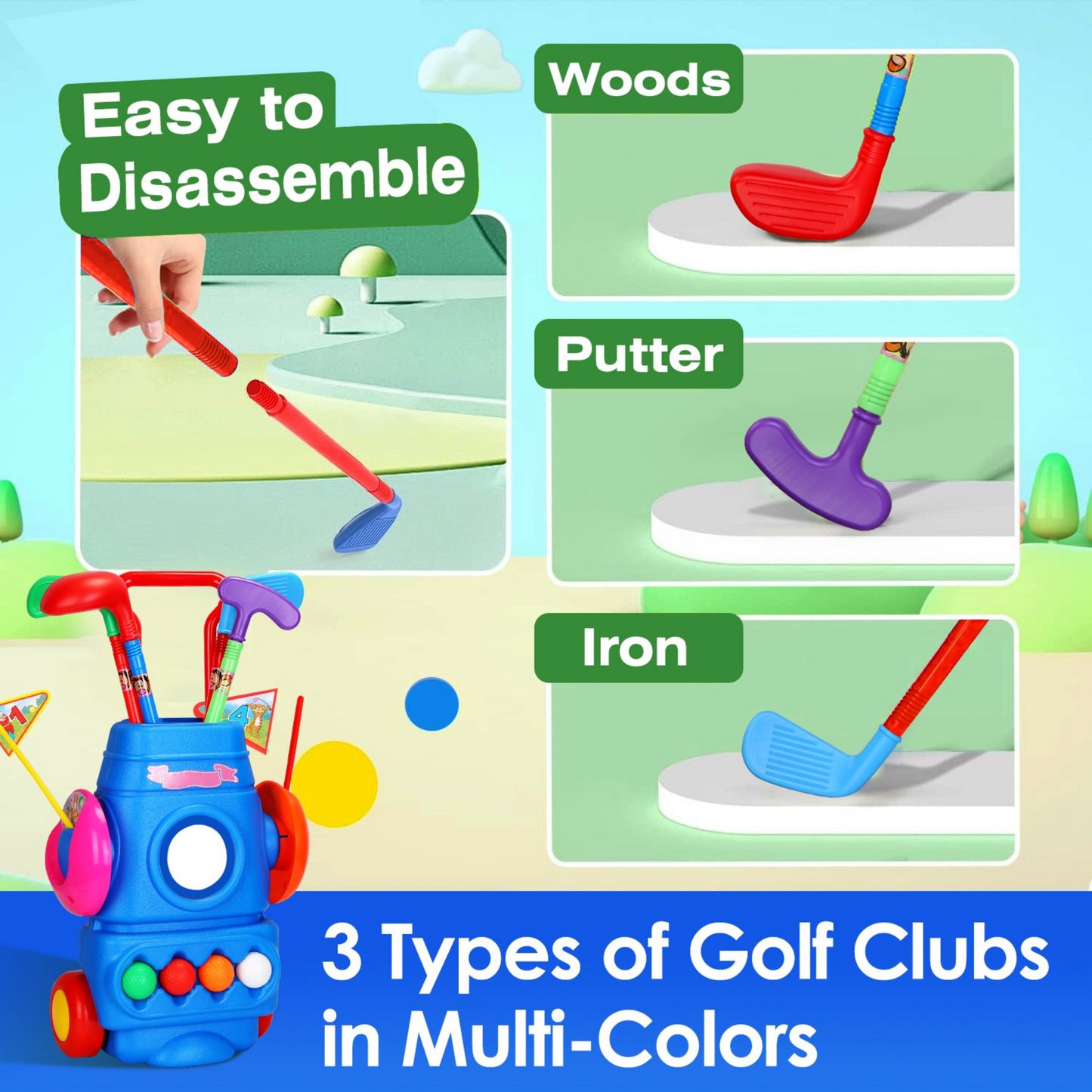 Ensemble de golf pour tout-petits GBruno - Jouet de golf complet pour enfants