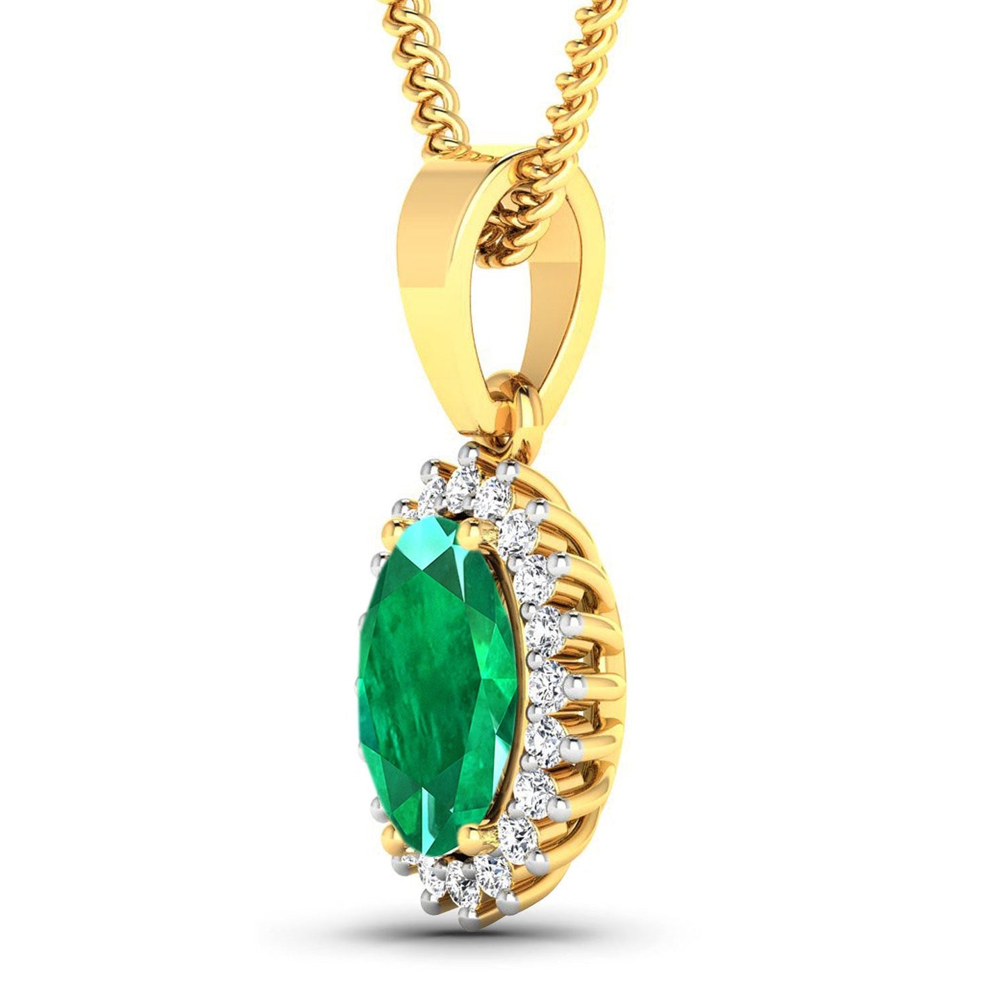 1.13 Carat Genuine Zambian Emerald and White Diamond Pendant