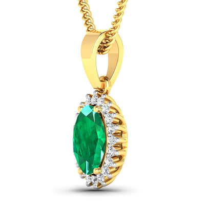 Pendentif en émeraude zambienne véritable de 1,13 carat et diamants blancs