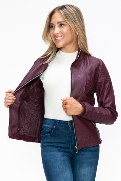 Veste à couches à double fermeture éclair pour femmes, chaude et élégante, avec capuche en fausse fo