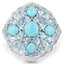 6.18 Carat Genuine Turquoise and Blue Topaz Sterling Silver Ring