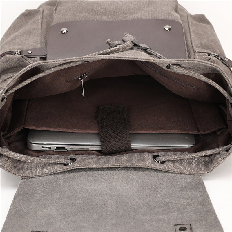 Mochila Retro de Lona con Cierre de Cordón - Elegante y Duradera