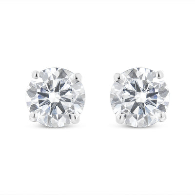Pendientes de Stud de Diamante Cortado Brillante Redondo de 1.5 Cttw en Oro Blanco de 14K