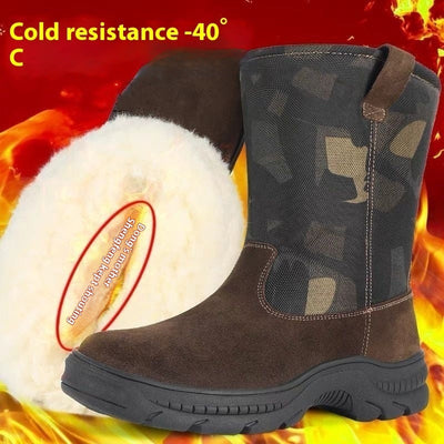 Bottes de neige montantes pour hommes avec fourrure et coton