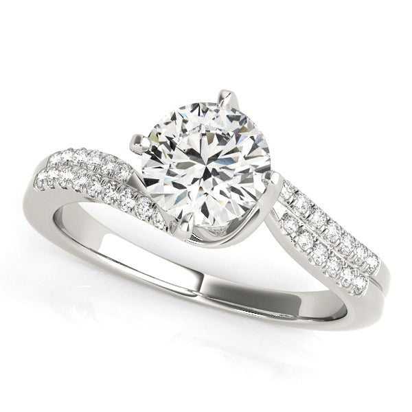 Anillo de Compromiso de Diamante con Diseño Espiral en Oro Blanco de 14k