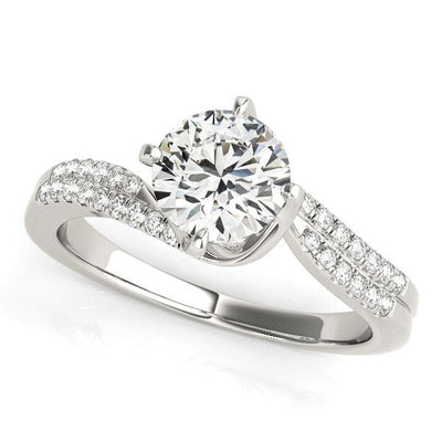 14k White Gold Spiral Design Pronged Diamond Engagement Ring