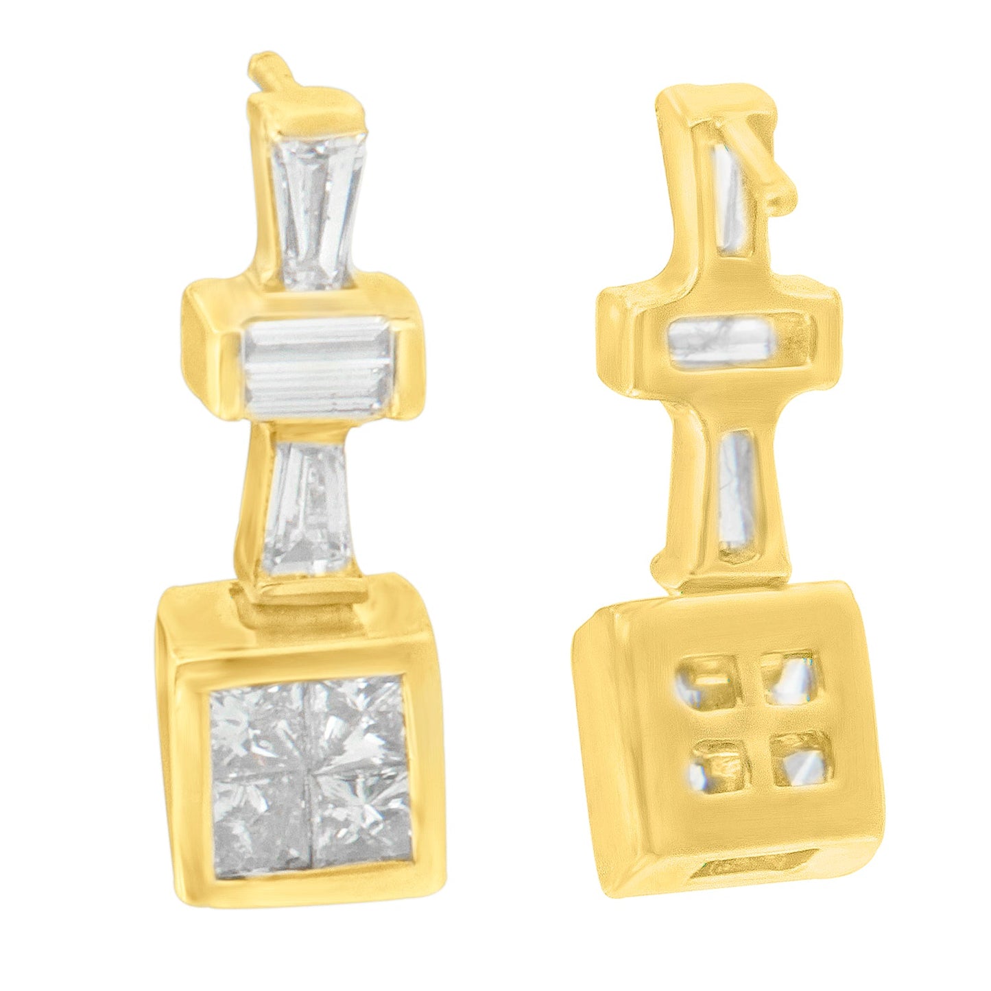 Boucles d'oreilles créoles en diamant en or jaune 14K - 1 1/3 cttw