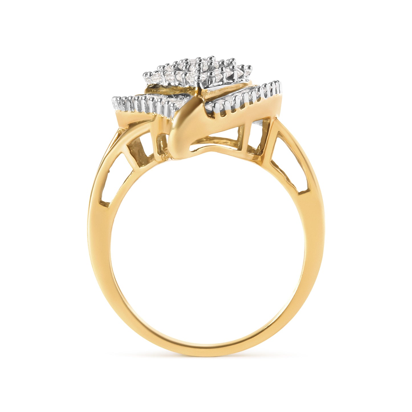Anillo de Clúster de Diamantes Ballerina de Oro Amarillo de 10K - 1 Cttw
