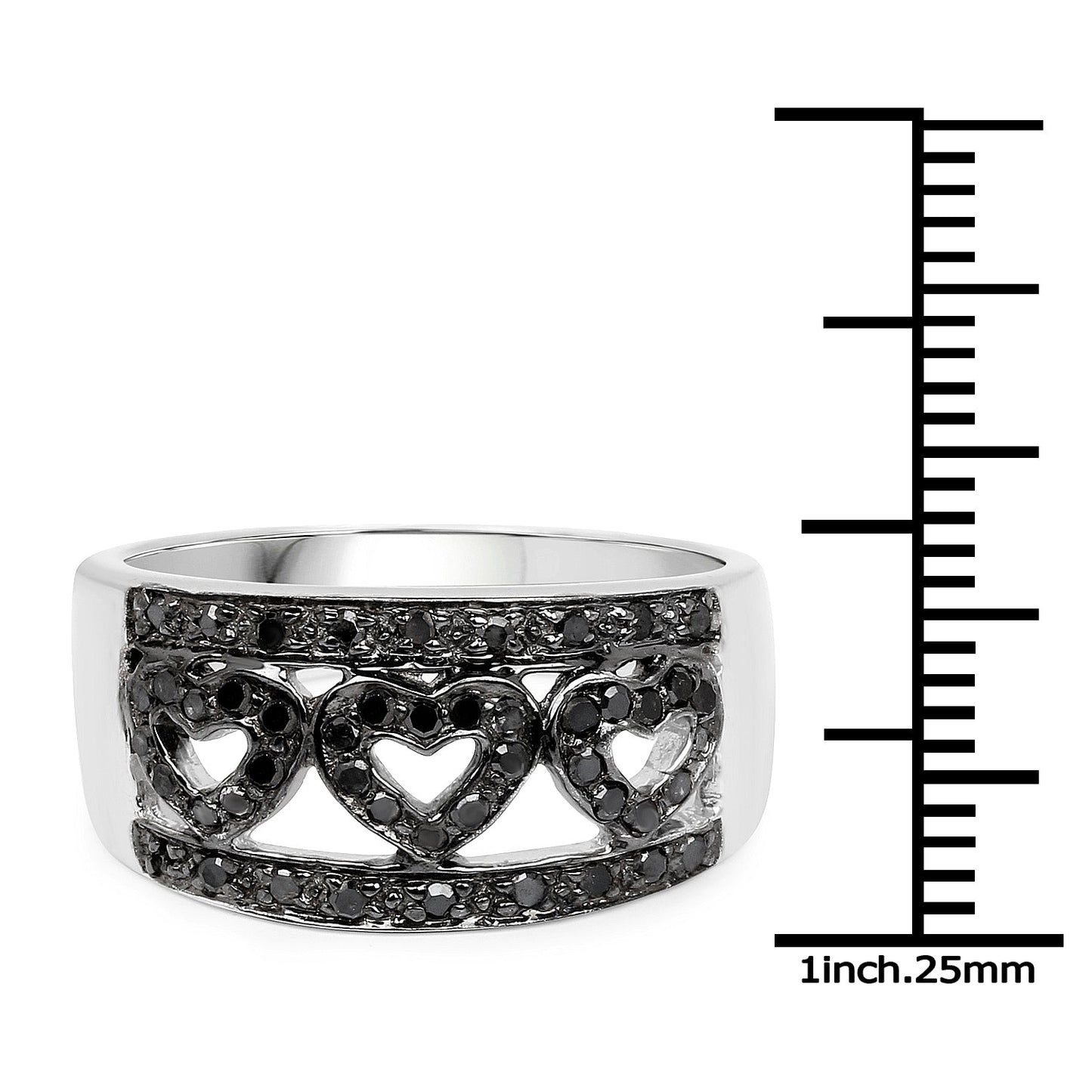 0.32 Carat Genuine Black Diamond Sterling Silver Engagement Ring