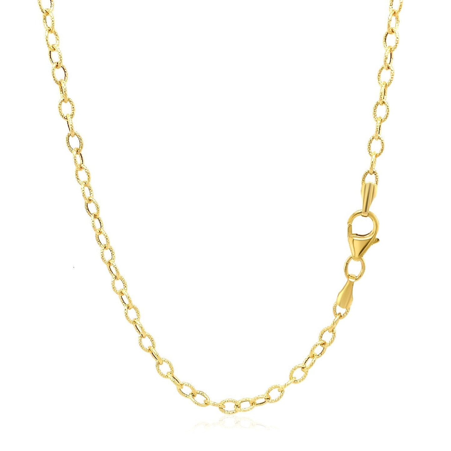 14k Yellow Gold 2.5mm Textured Pendant Chain