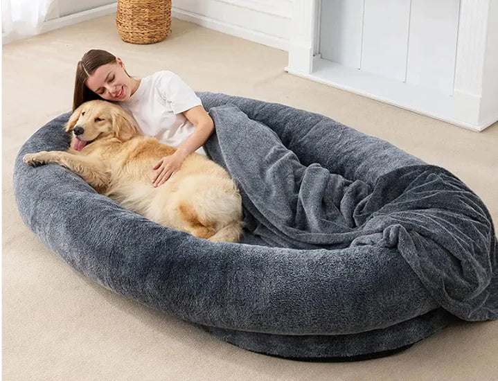 Large Plush Bolster Dog Bed for Ultimate Comfort