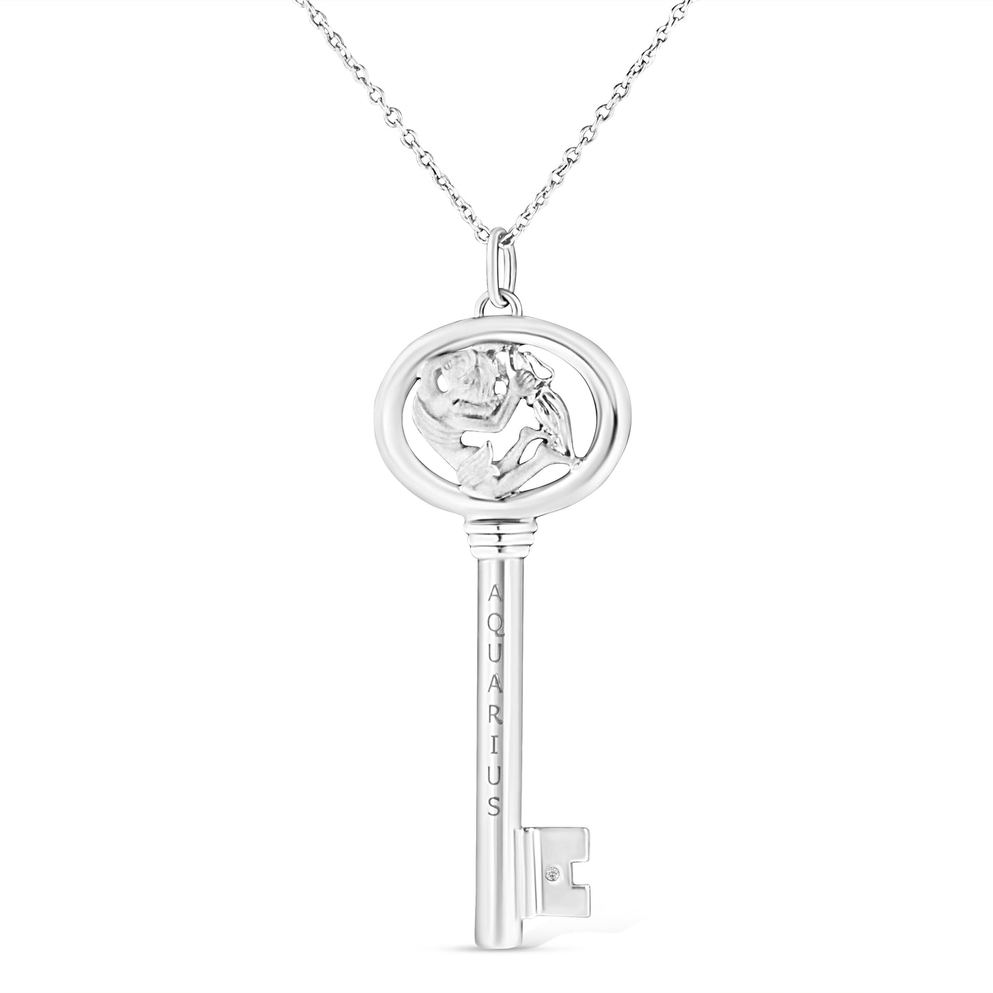 Collier Pendentif Clé du Zodiaque Vierge en Argent Sterling .925