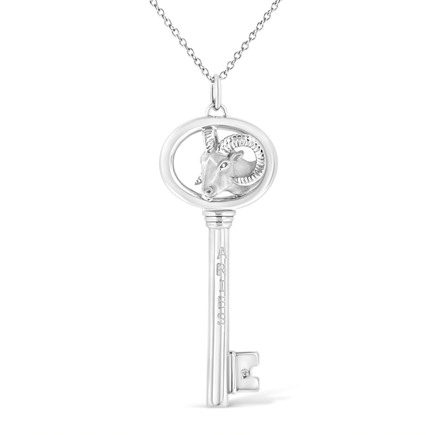 Collier Pendentif Clé du Zodiaque Vierge en Argent Sterling .925