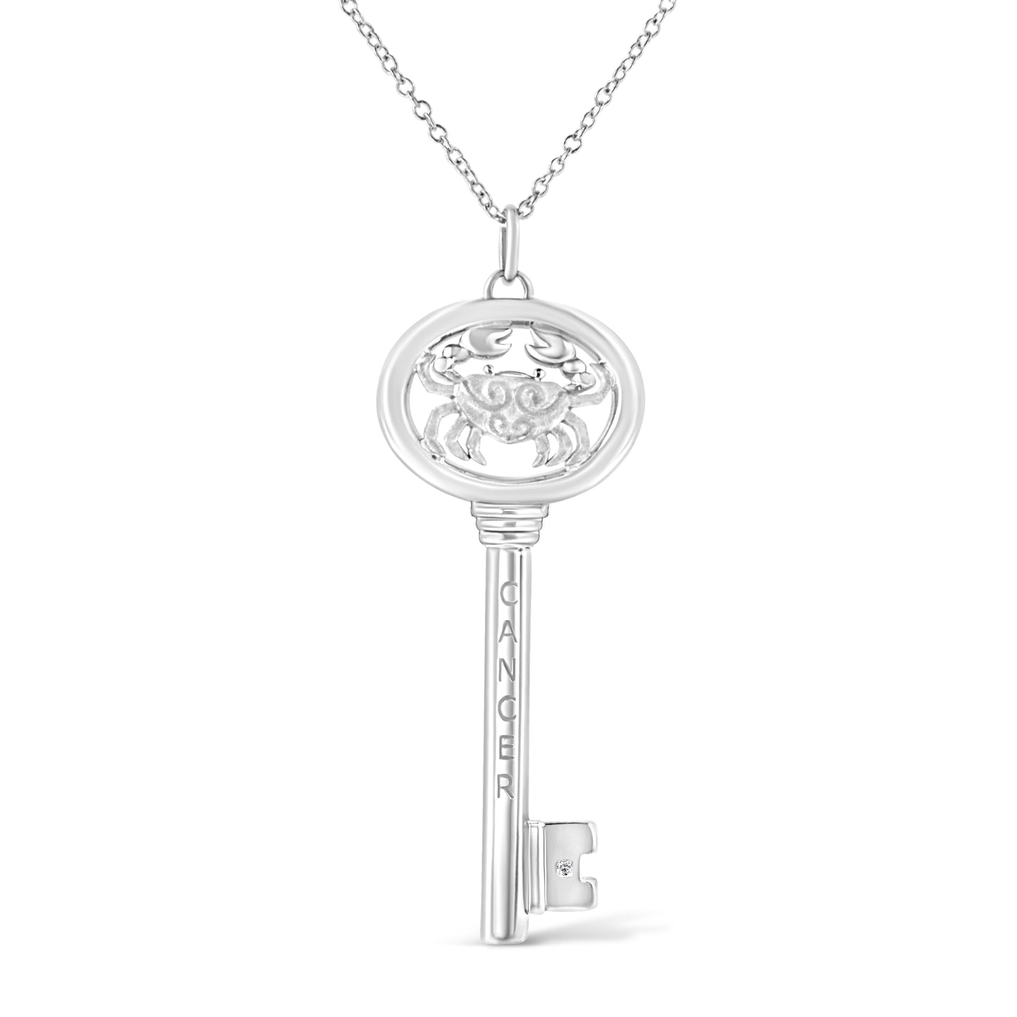 Collier Pendentif Clé du Zodiaque Vierge en Argent Sterling .925