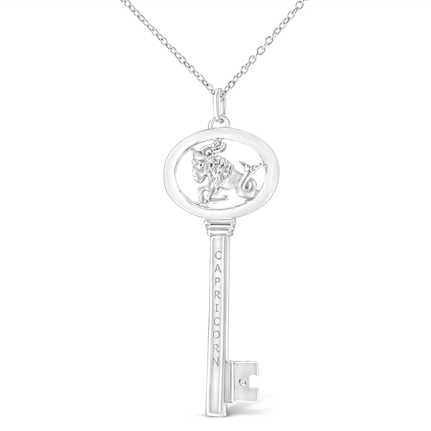 Collier Pendentif Clé du Zodiaque Vierge en Argent Sterling .925