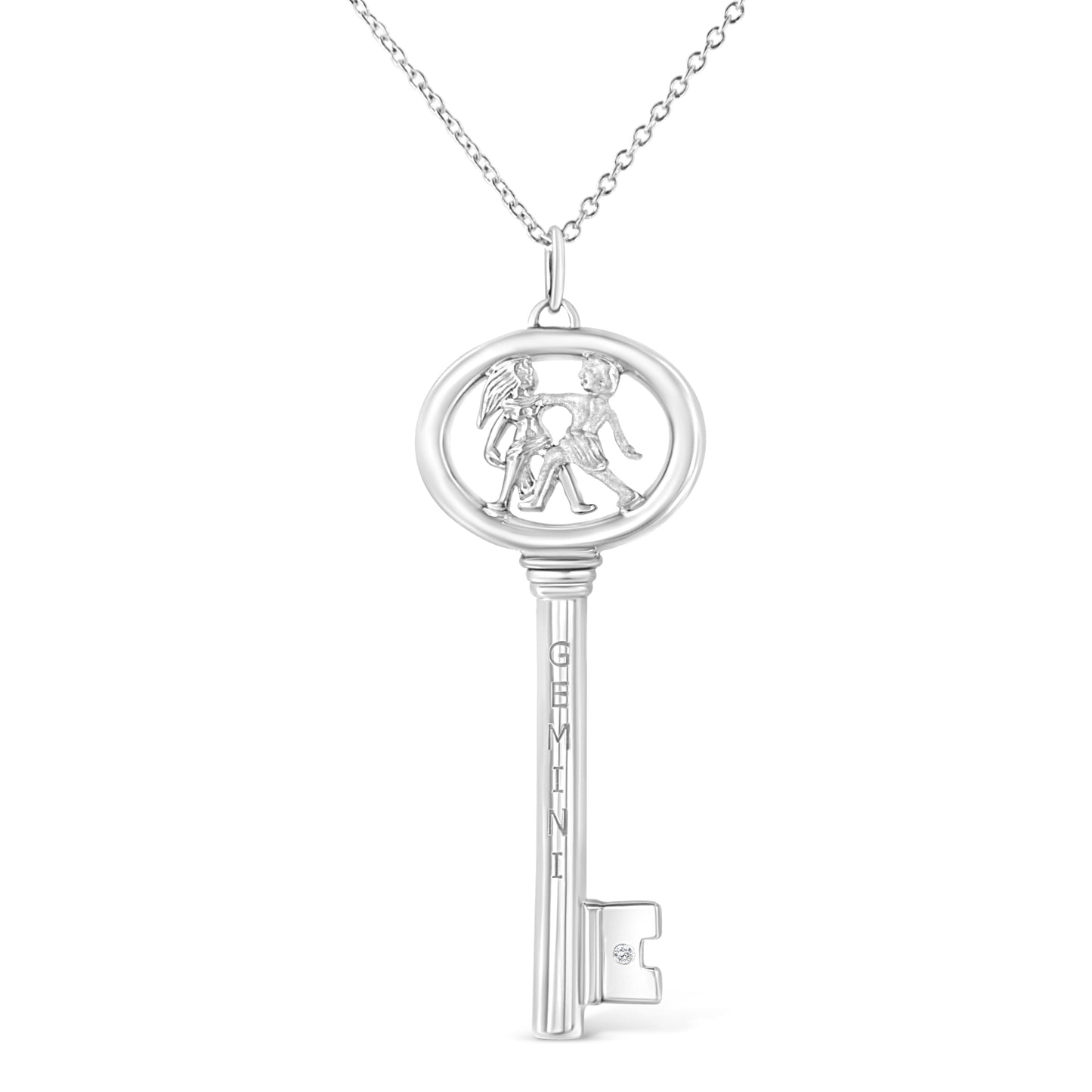 Collier Pendentif Clé du Zodiaque Vierge en Argent Sterling .925