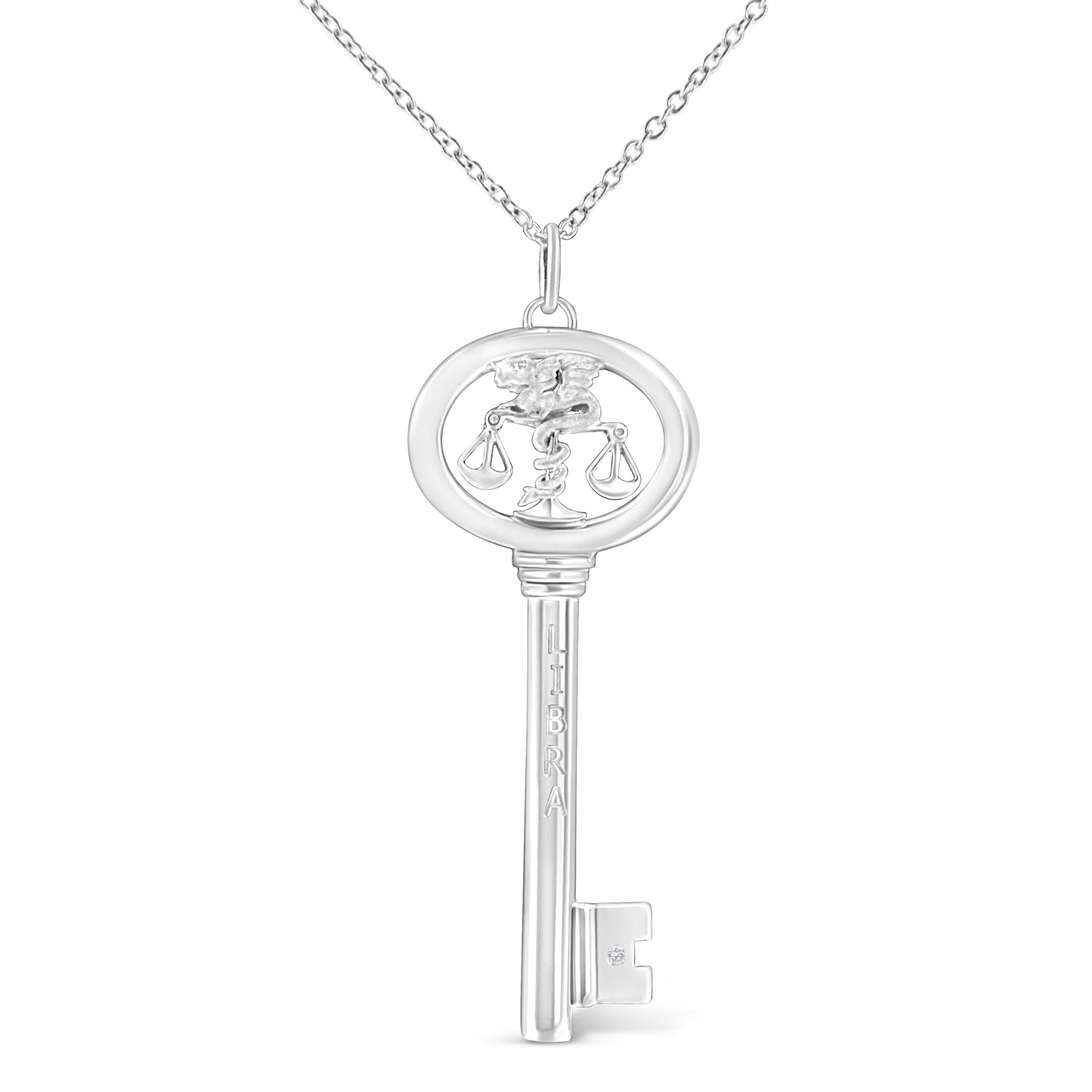 Collier Pendentif Clé du Zodiaque Vierge en Argent Sterling .925